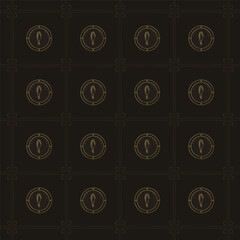 Neoclassical medallion cameo seamless pattern - gold classical profile portrait on dark luxury background © anandshri