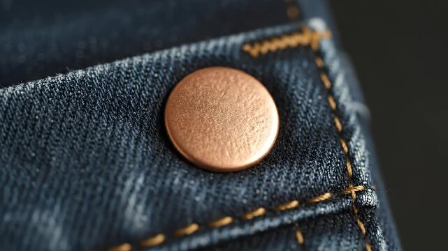 Close Up Denim Jeans Copper Button Detail
