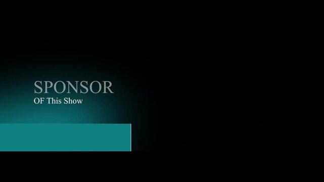 Television broadcast motion graphics banner for sponsor's credit template, glass effect background 