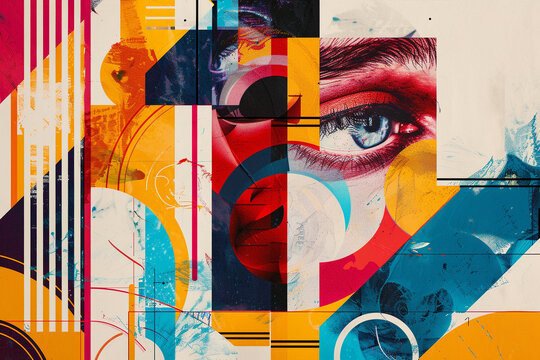 Abstract art collage of a young beautiful woman. Conceptual fashion art design in a modern style
