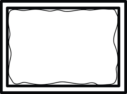 Wireframe black transparent with rounded edges frame and outer square frame, vector 3d render like.