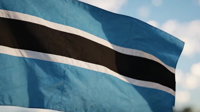 Botswana flag waving in sky