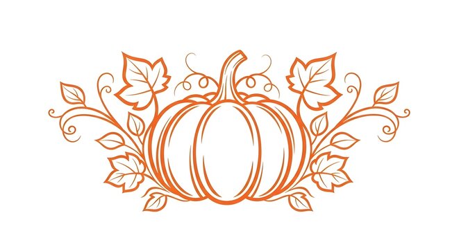 Canadian thanksgiving pumpkin illustration fall harvest decor orange line art festive autumn symbol