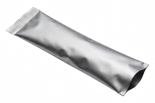 Silver Foil Stick Pouch Mockup with Open End