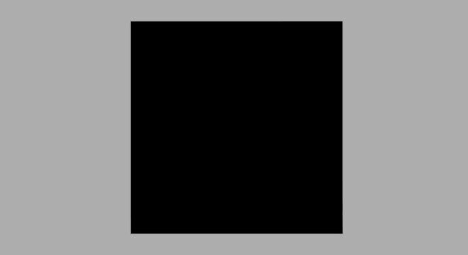 Minimalist geometric composition with black square on grey background