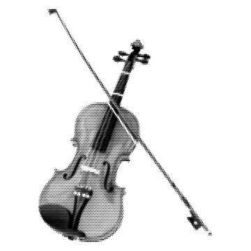 Violin vintage y2k halftone art, classical wooden string instrument stipple brutalist retro vector png with transparent background, bold 2000s aesthetic photocopy effect tattoo