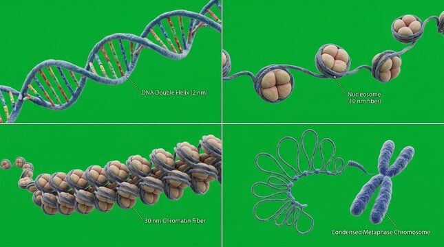 DNA Structure and Chromosome Formation: Scientific Illustration