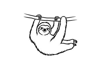 Fototapeta premium Cute Sloth Hanging on a Branch