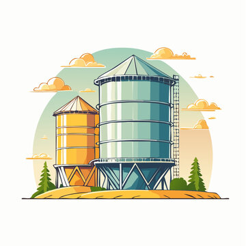 Two Silos in a Rural Landscape
