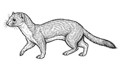 Detailed Ferret Sketch Illustration Animal Drawing Vector © Shakib