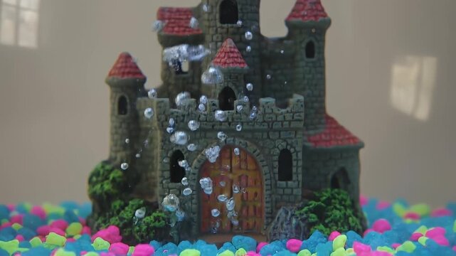 Bubbling Castle Ornament in a Fish Tank