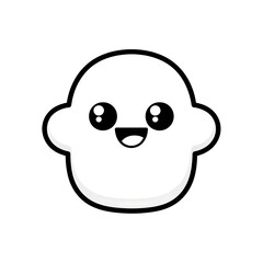Fototapeta premium Cute flat vector cartoon face with simple border outline.