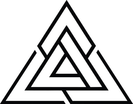 valknut odins knot black and white vector illustration on transparent background