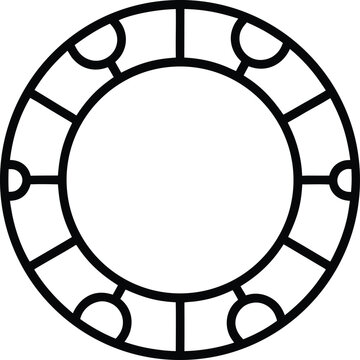 lunar calendar disc phases ring black and white vector illustration on transparent background