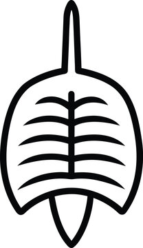 horseshoe crab telson tail black and white vector illustration on transparent background