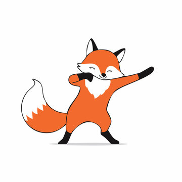 Cute cartoon fox doing the dab dance move