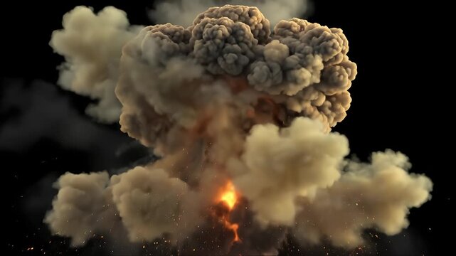Massive Explosion with Smoke Fire and Debris
