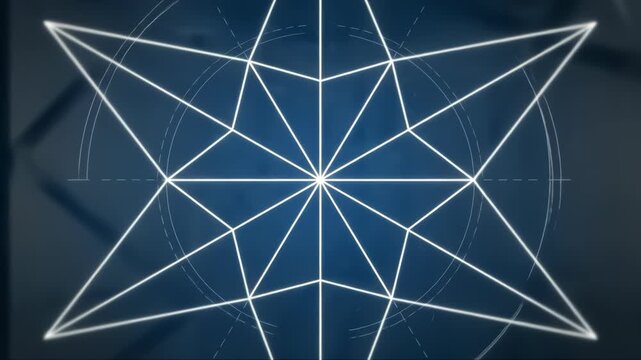 Geometric Star Evolving on Dark Blue Blueprint