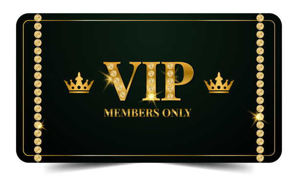 Premium VIP Members only Card with Jeweled Border and Dual Crowns - High-End Vector Template