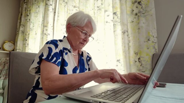Senior Woman Working on Laptop at Home
