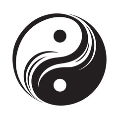 Stylized Yin Yang symbol with black and white design representing balance and duality