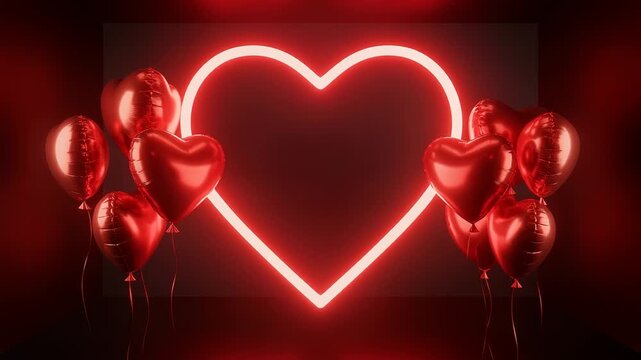 Red heart-shaped balloons romantic video