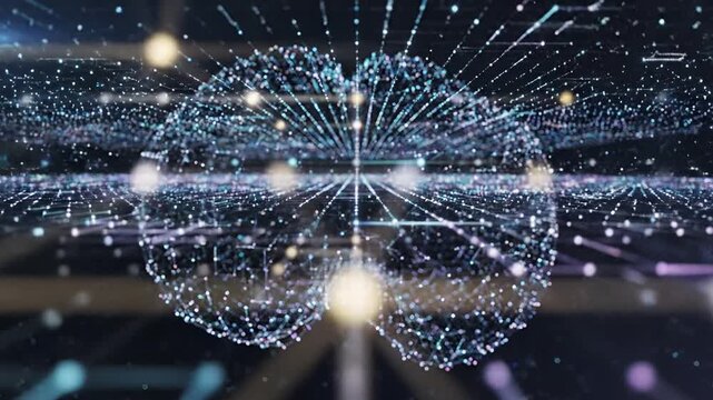 Abstract Digital Brain Network Visualization of Artificial Intelligence and Neural Connections.
