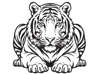 Obraz premium Black and white tiger head, tiger illustration, wildlife vector, animal design