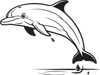 Black and white dolphin jumping out of water, vector illustration, marine mammal, aquatic animal, monochrome design element © হরি চাঁদের চাঁদ