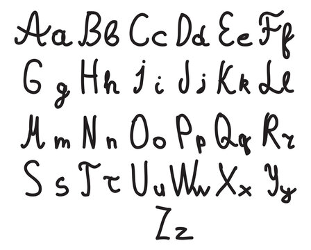 English alphabet. Rough handwriting font