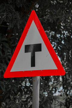 T-junction ahead road traffic sign