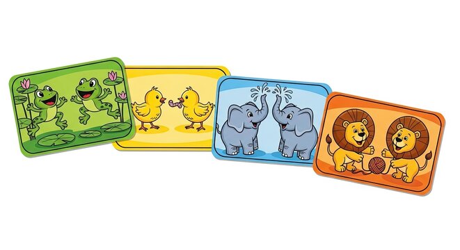 Cartoon animal flashcards for kids early learning education.