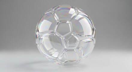 Naklejka premium Crystal soccer ball on white surface.