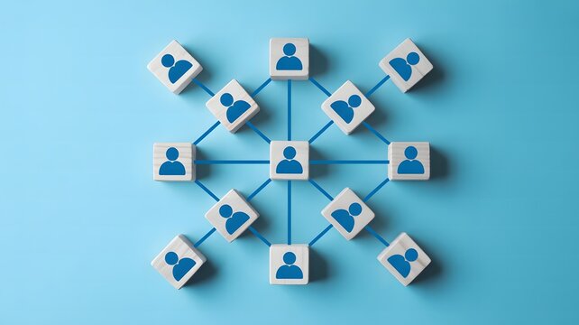 Network Diagram Illustrating Connection Between Multiple Individuals in a Digital Grid