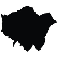 Obraz premium Greater London Map Silhouette - Solid Black Greater London Administrative Area Vector