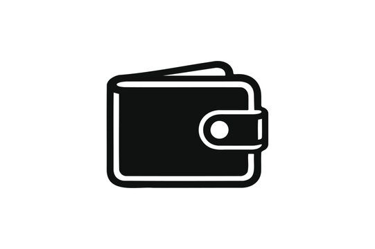 Bold Wallet Outline Icon Vector with Button Closure Finance Symbol