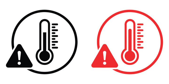 High Temperature Warning Icon Vector Illustration, simple geometric danger symbol for high heat risk overheating prevention and safety instruction labels, warning signage design for technical manuals 