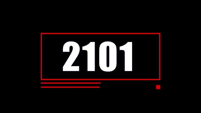 Futuristic 2101 Number Countdown Animation with Red Neon Frame on Black Background