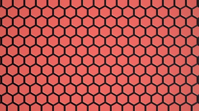 Abstract hexagonal pattern shapes waving in a loop, hi tech background animation