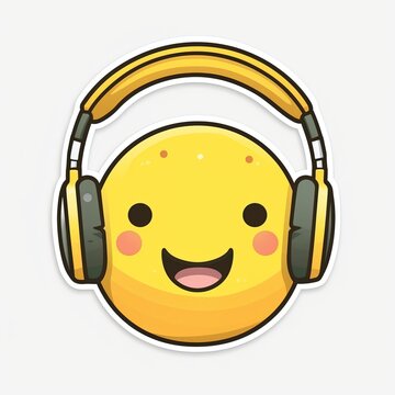A modern headphone emoji sticker representing music listening.