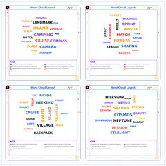 Word cloud representing travel themes and activities in colorful layout   © Mikhael
