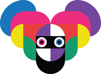 Fototapeta premium Abstract colorful geometric animal face icon isolated on transparent background