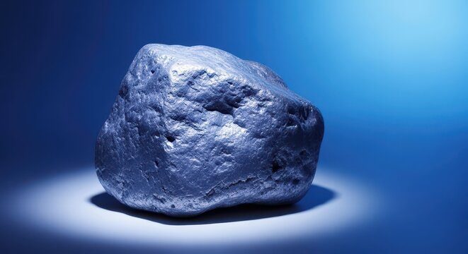A solid, heavy lump of elemental lead metal displayed in isolation. The soft, malleable, and dense gray material is used widely in industry and construction, silvery, periodic table, heavy