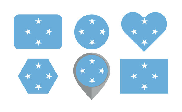 micronesia flag icon set for travel apps, map markers and patriotic vector country symbol collection