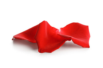 Fototapeta premium Beautiful red rose petals on white background