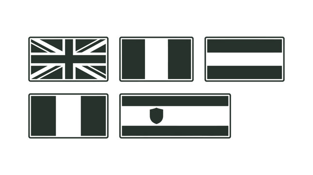 Collection Of National Flags In Silhouette Style