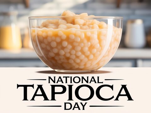 National tapioca day celebration with a bowl of creamy tapioca pudding