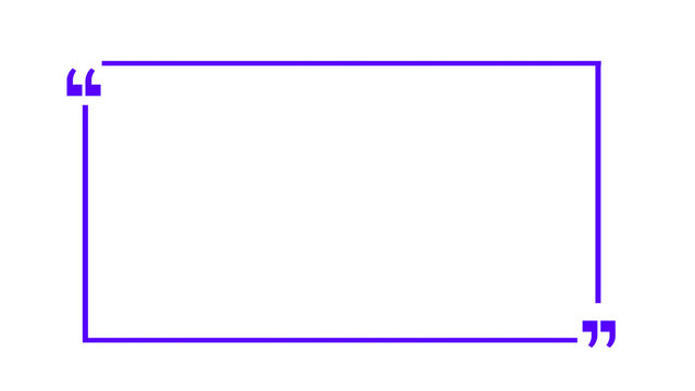 Simple modern border with purple double quotes on a plain blank canvas for testimonials.