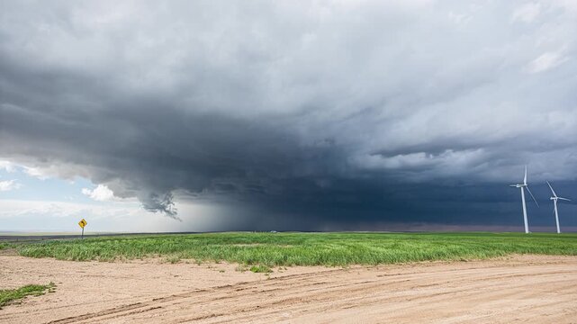 Strongly Rotating Supercell Thunderstorm Near Tornado Formation Time lapse