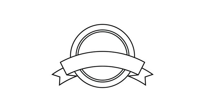 Circular emblem design with a blank ribbon banner wrap perfect for creating custom labels or achievement awards.